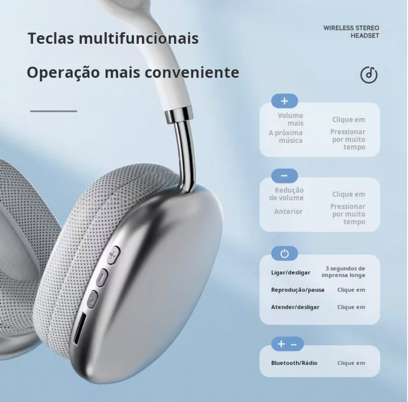 AirBeat P9 - Fone de ouvido Bluetooth Sem Fio
