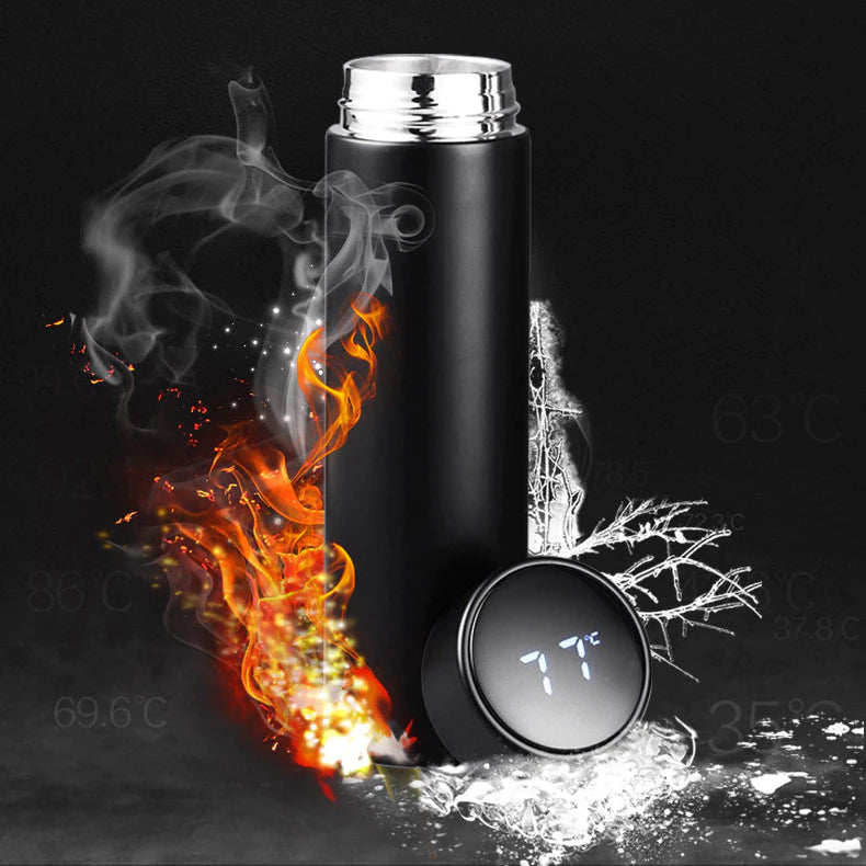 Garrafa Térmica Inox Inteligente Com Medidor De Temperatura 500ml
