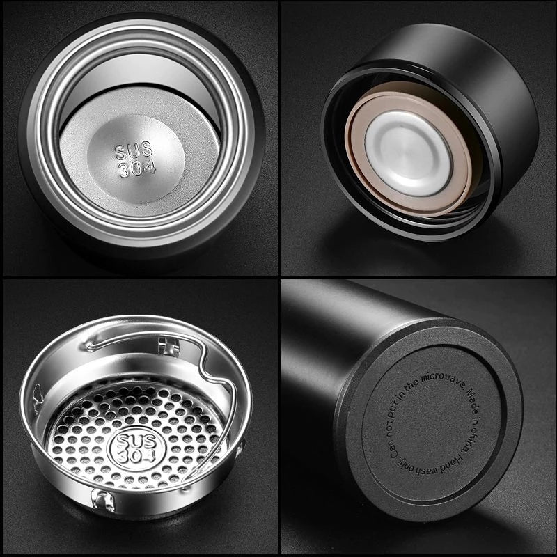 Garrafa Térmica Inox Inteligente Com Medidor De Temperatura 500ml